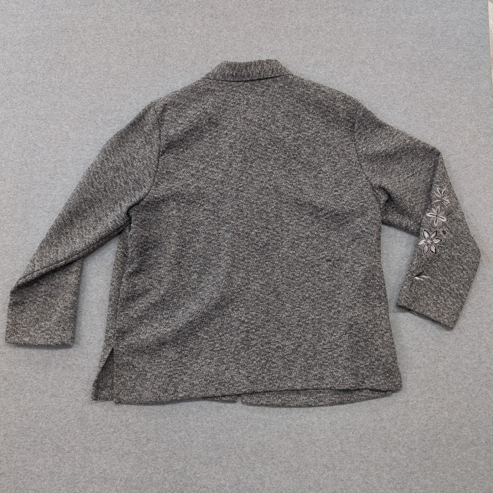 Bon Worth Womens Gray Floral Embroidered Zip Up Jacket Size L - Picture 6 of 6